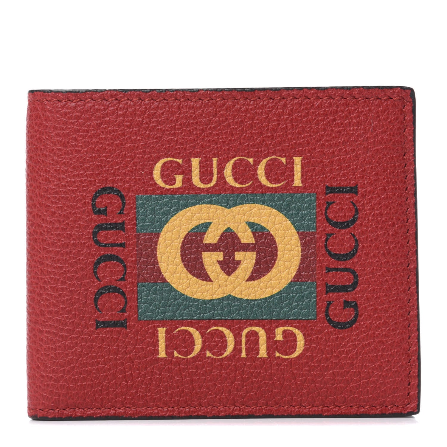 Gucci Calfskin Logo Bi-Fold Wallet Red 1 of 7
