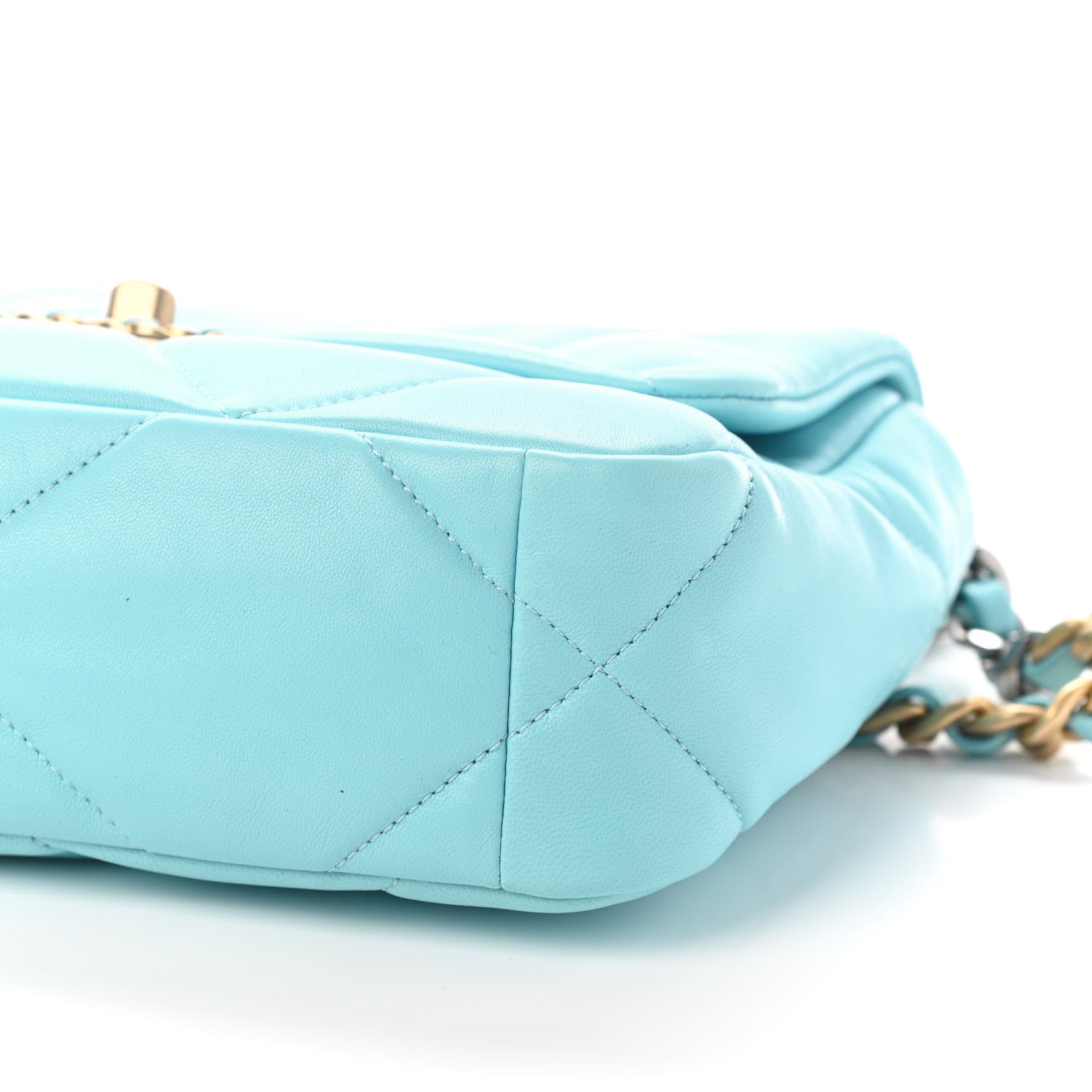 Chanel Shiny Lambskin Quilted Medium Chanel 19 Flap Light Blue 9 of 9