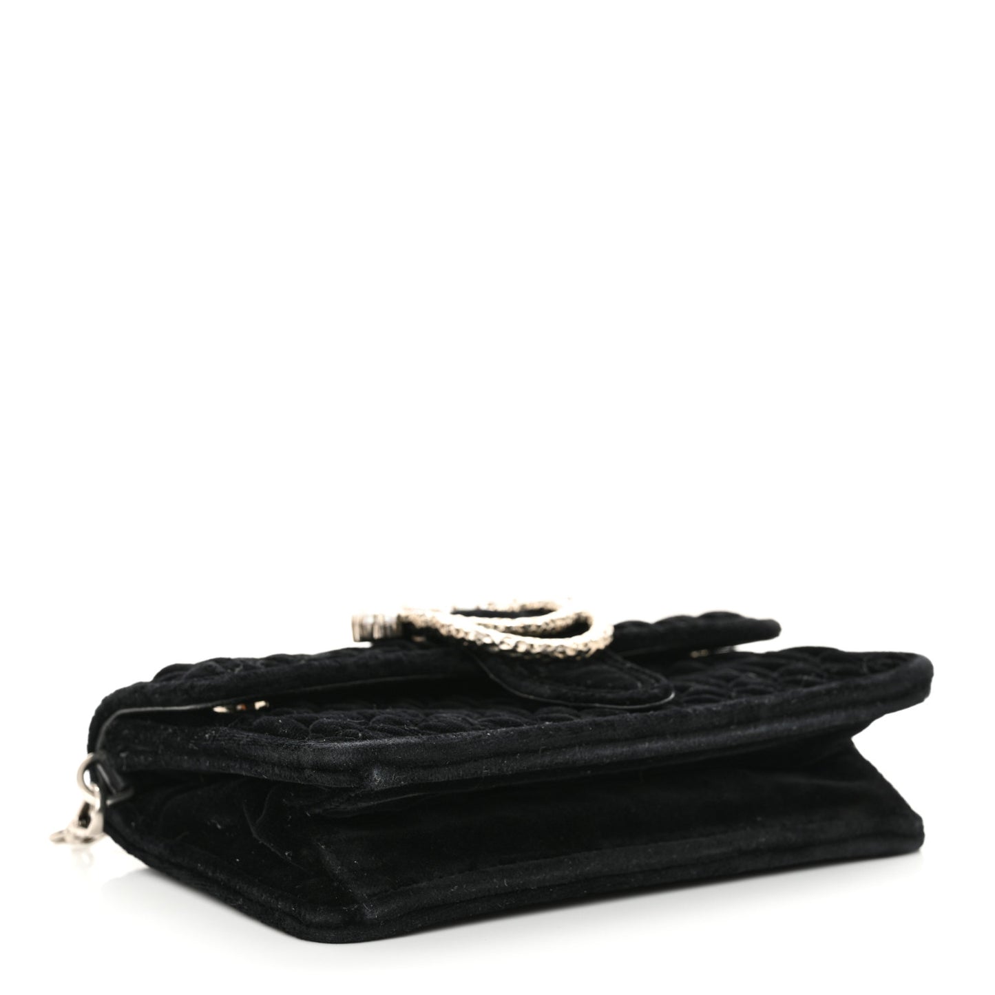Velvet Matelasse Pearl Embellished Chain Black