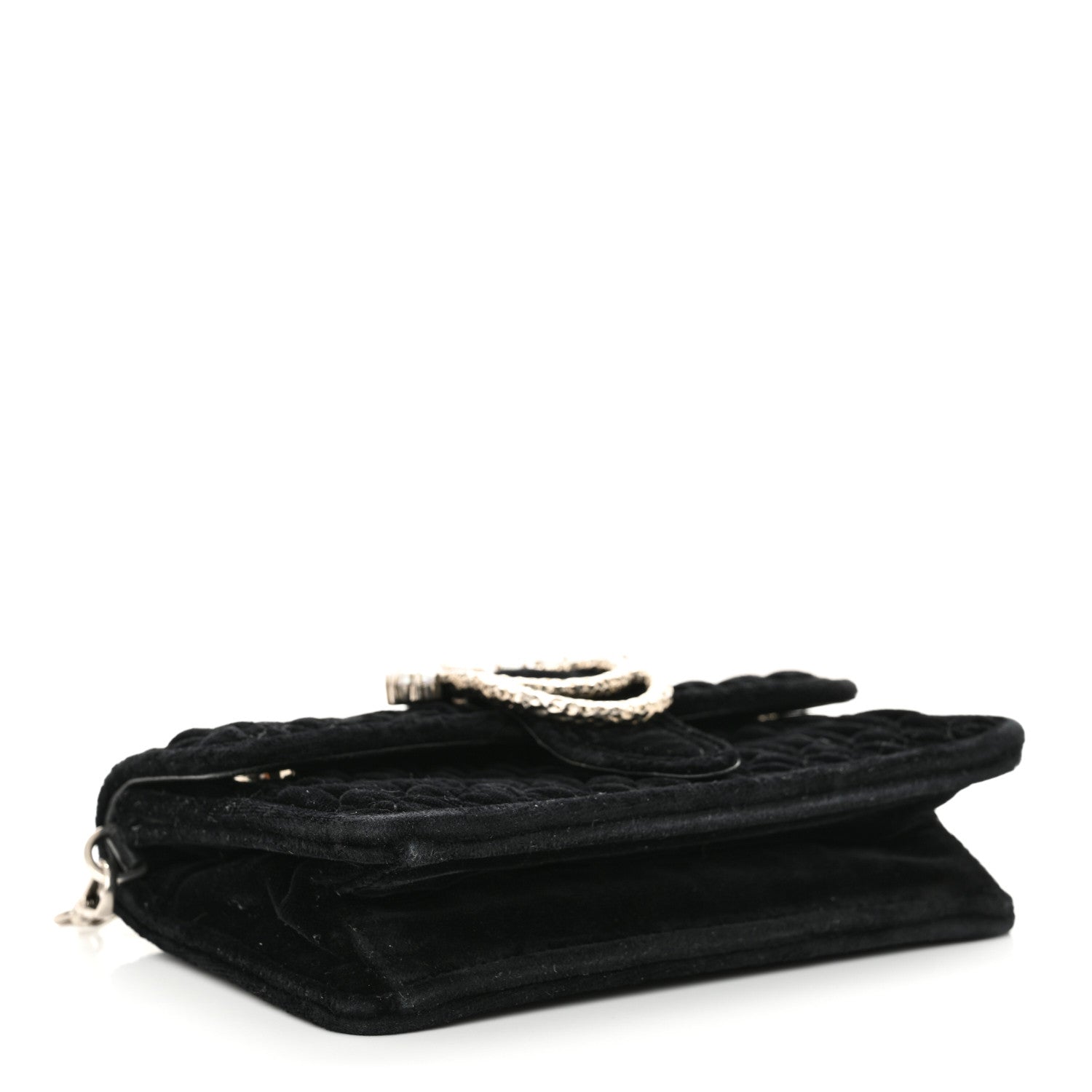 Miu Miu Velvet Matelasse Pearl Embellished Chain Black 4 of 13