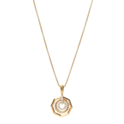 David Yurman 18K Yellow Gold Diamond 16mm Stax Pendant Necklace 1 of 5