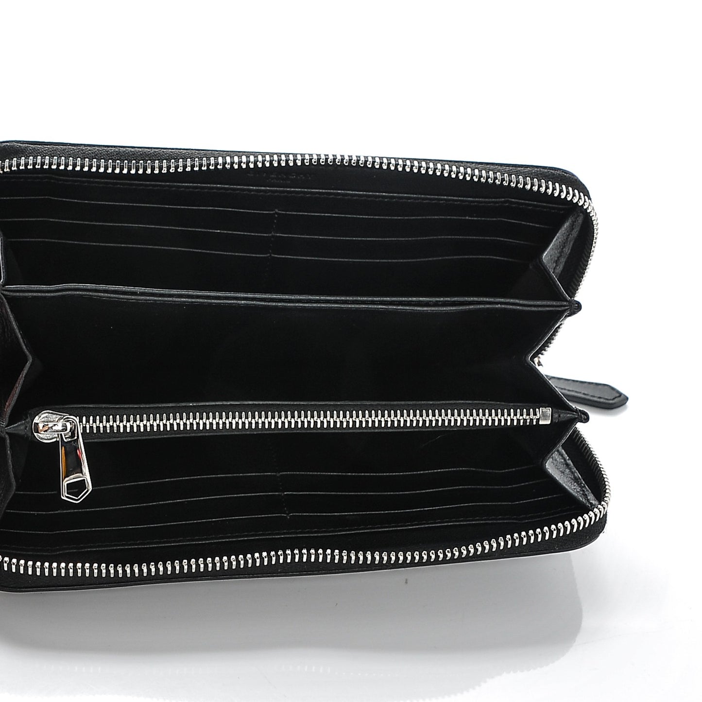 Calfskin Star Pandora Zip Around Wallet Black Red