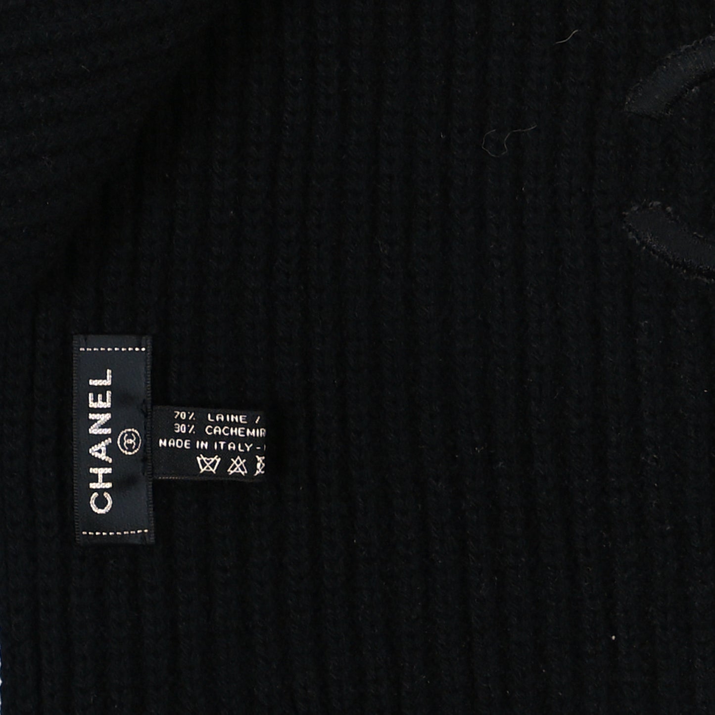 Wool Cashmere CC Scarf Black White