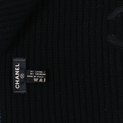 Chanel Wool Cashmere CC Scarf Black White 4 of 4