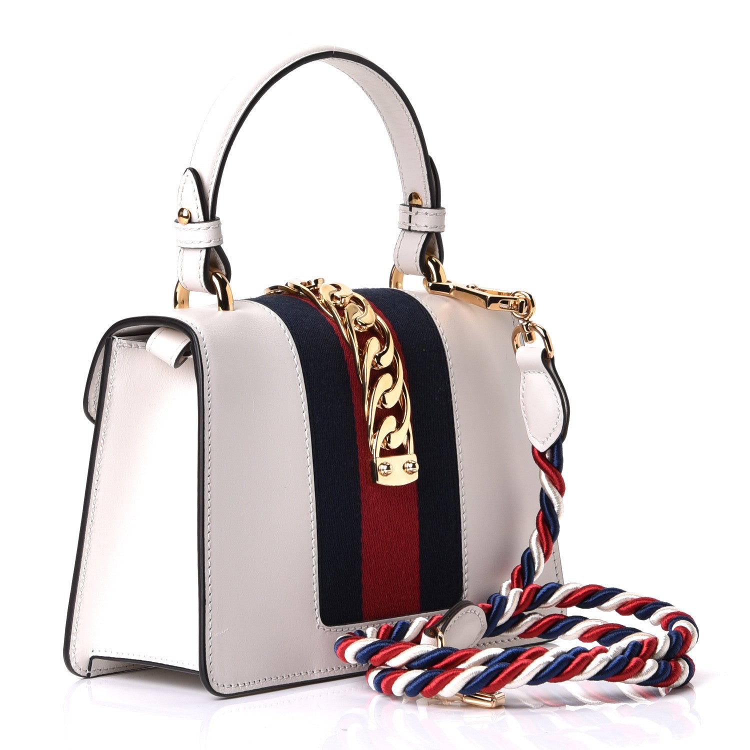 Gucci Calfskin Mini Sylvie Top Handle Bag White 4 of 10