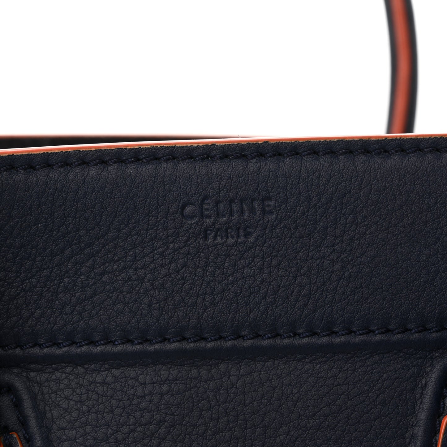 Supple Calfskin Large Phantom Luggage Navy Blue Orange