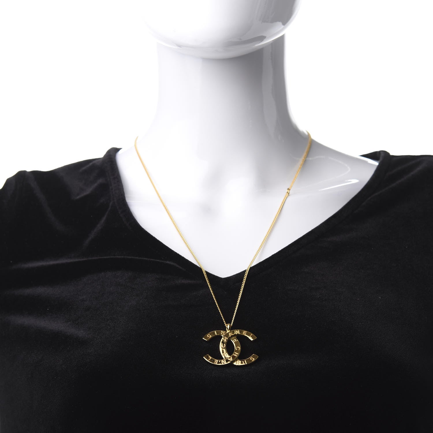 Chanel Metal CC Paris Button Necklace Gold 2 of 5