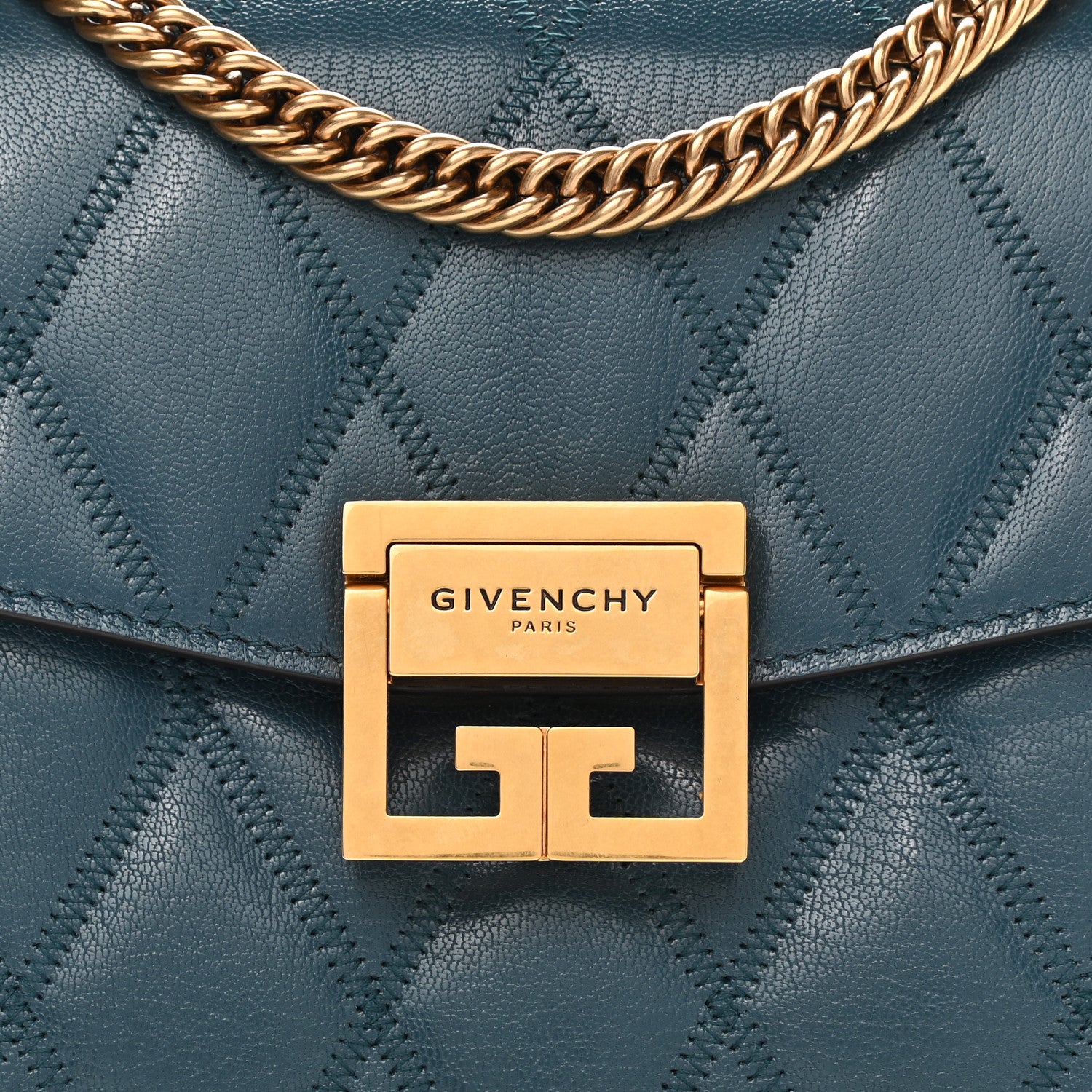 Givenchy Goatskin Quilted Small GV3 Shoulder Bag Blue 7 of 9