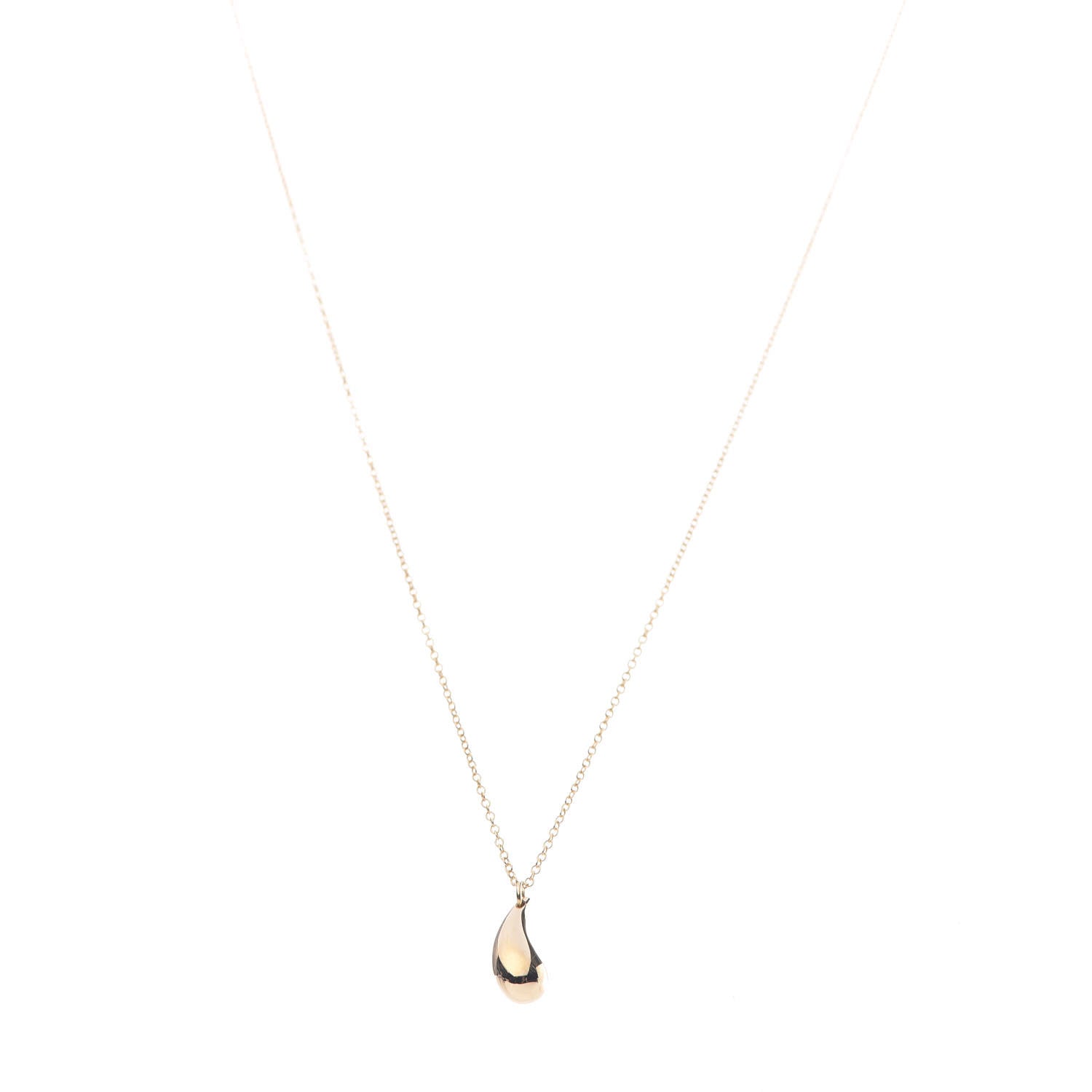 Tiffany 18K Yellow Gold 12mm Elsa Peretti Teardrop Pendant Necklace 1 of 9