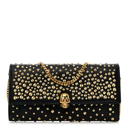 Alexander McQueen Calfskin Studded Skull Wallet on Chain Black 1 of 12