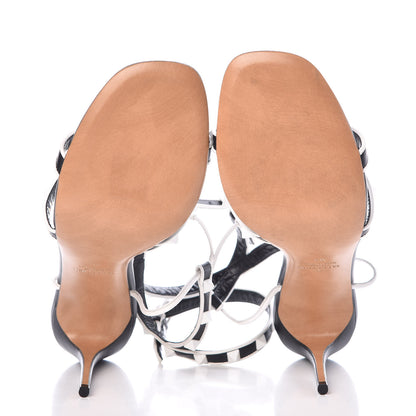 Valentino Garavani Calfskin Free Rockstud Ankle T-Strap 105mm Sandals 39 Black Optic White 5 of 7