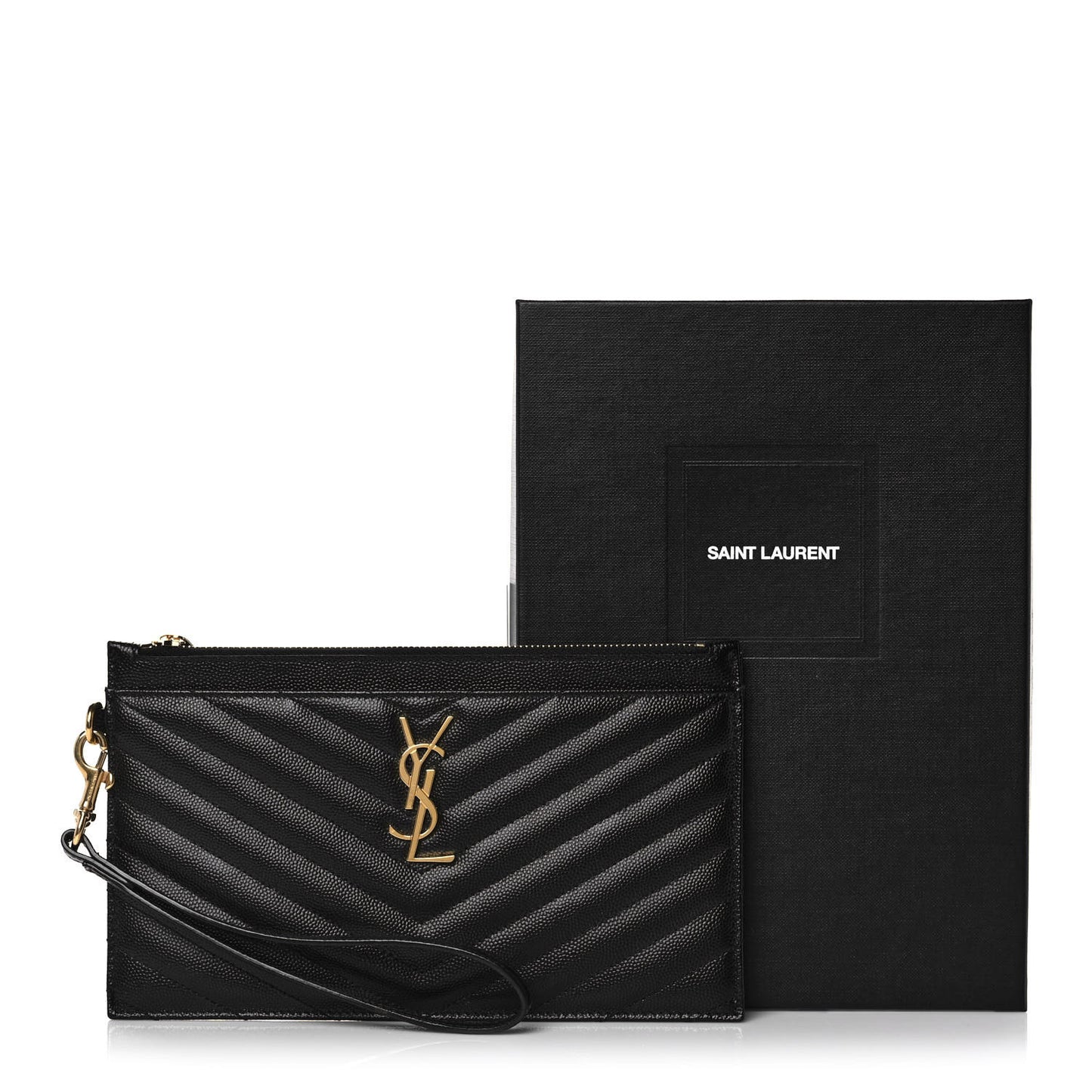 Grain De Poudre Chevron Monogram Large Bill Pouch Black