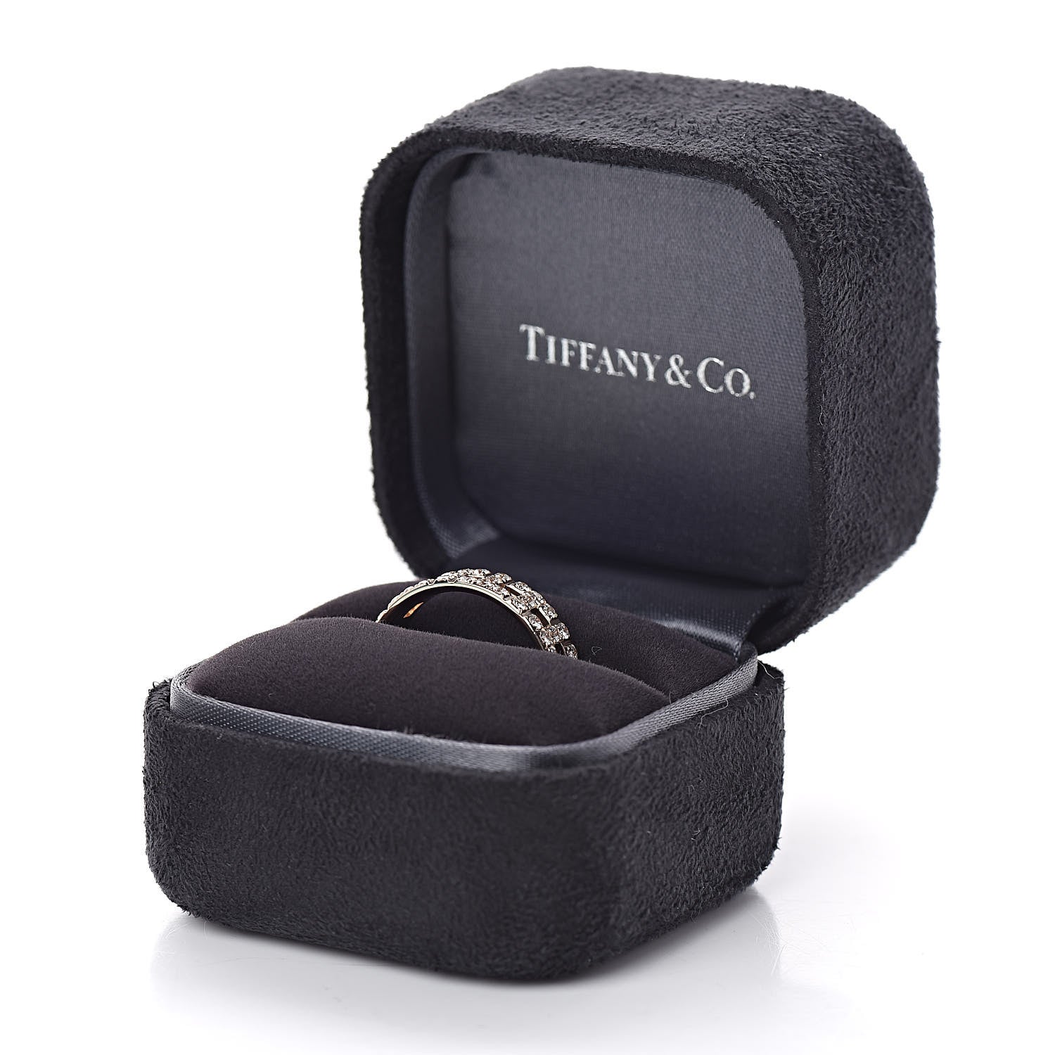 Tiffany 18K Rose Gold Diamond T True Wide Ring 56 7.5 5 of 5