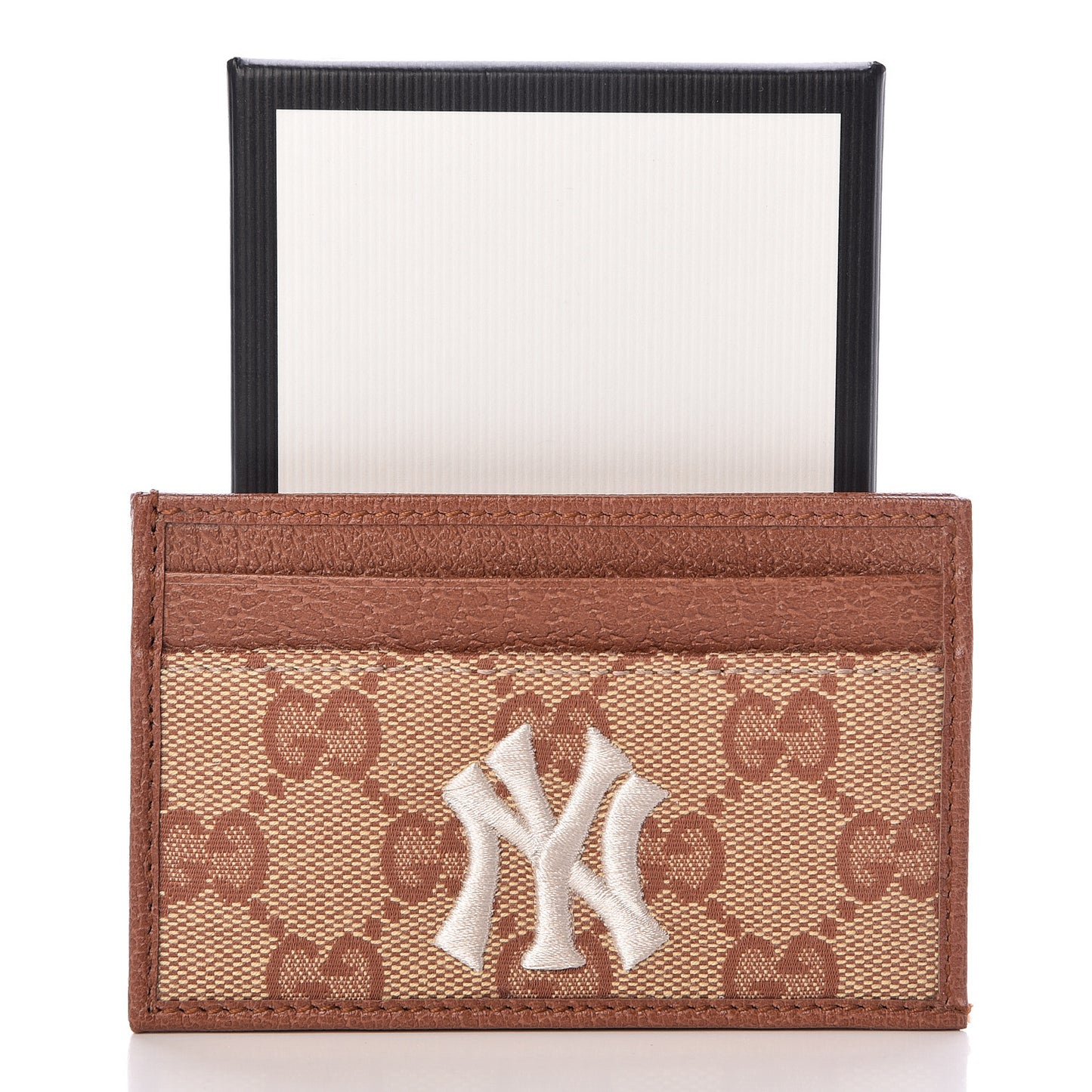 X MLB GG Monogram NY Yankees Card Holder Beige Ruggine Ivory