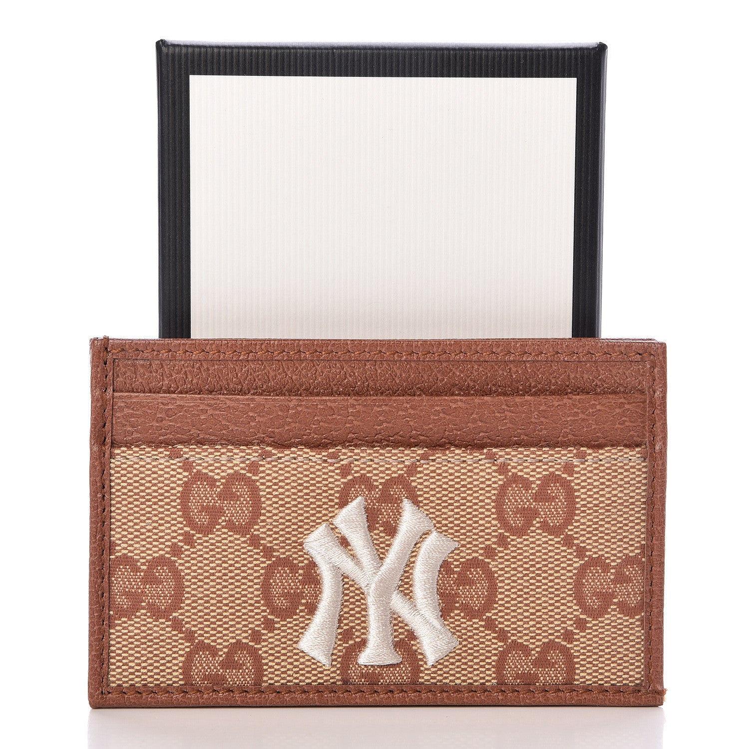 Gucci X MLB GG Monogram NY Yankees Card Holder Beige Ruggine Ivory 7 of 7
