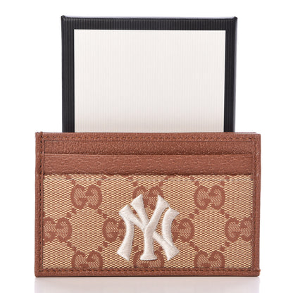 Gucci X MLB GG Monogram NY Yankees Card Holder Beige Ruggine Ivory 7 of 7