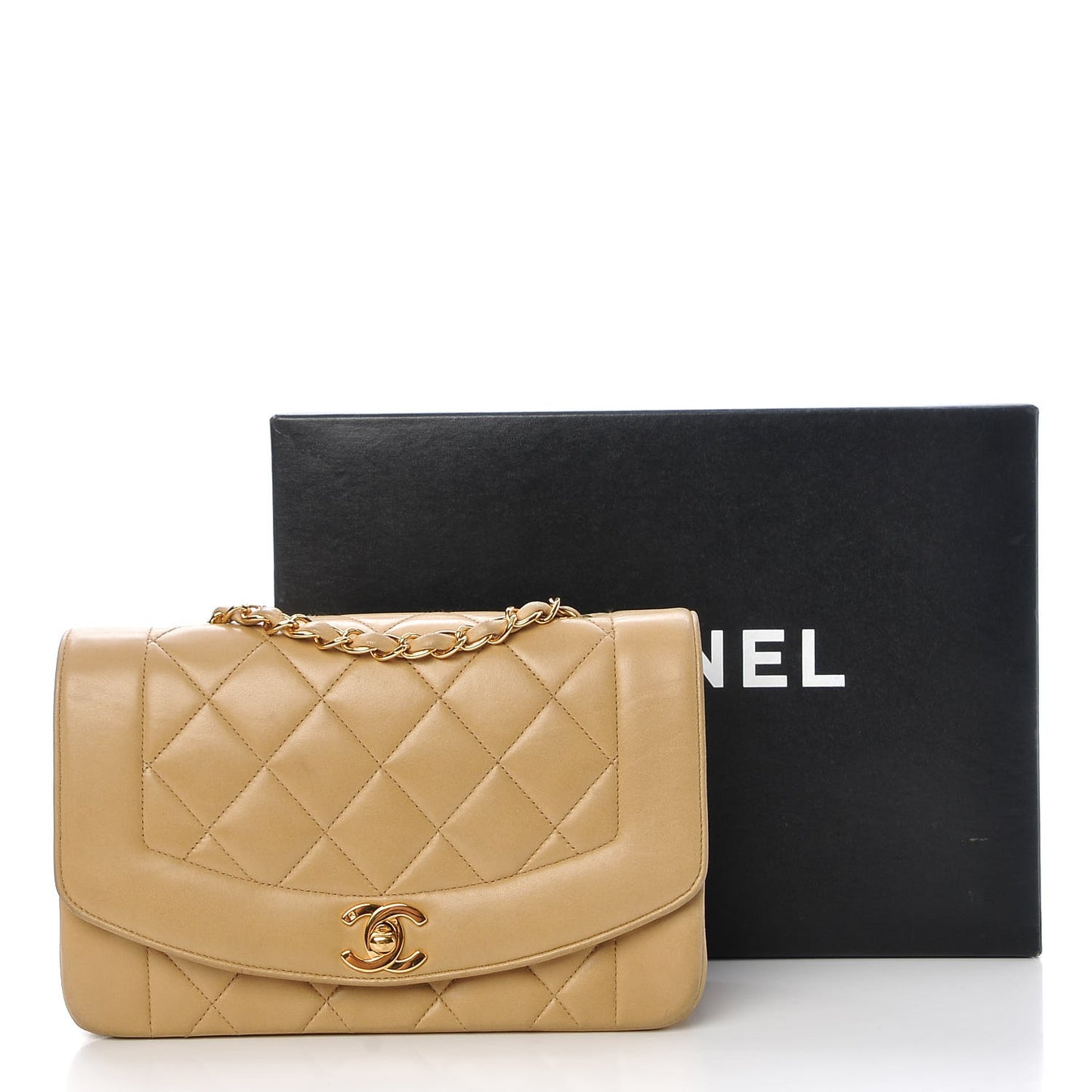 Lambskin Quilted Small Single Flap Beige