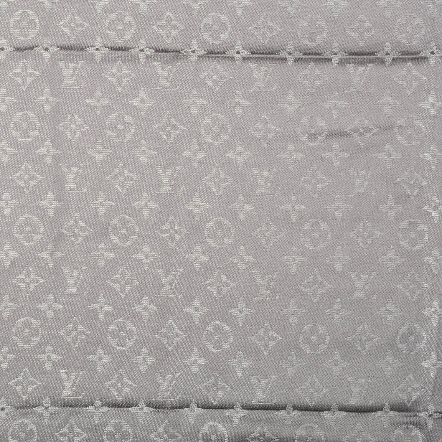 Louis Vuitton Silk Lurex Wool Monogram Shine Shawl Charcoal Grey 1 of 5