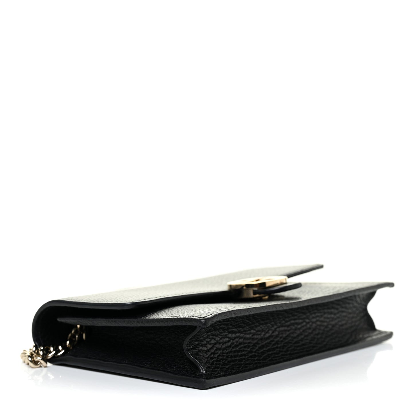 Dollar Calfskin Interlocking G Chain Wallet Black