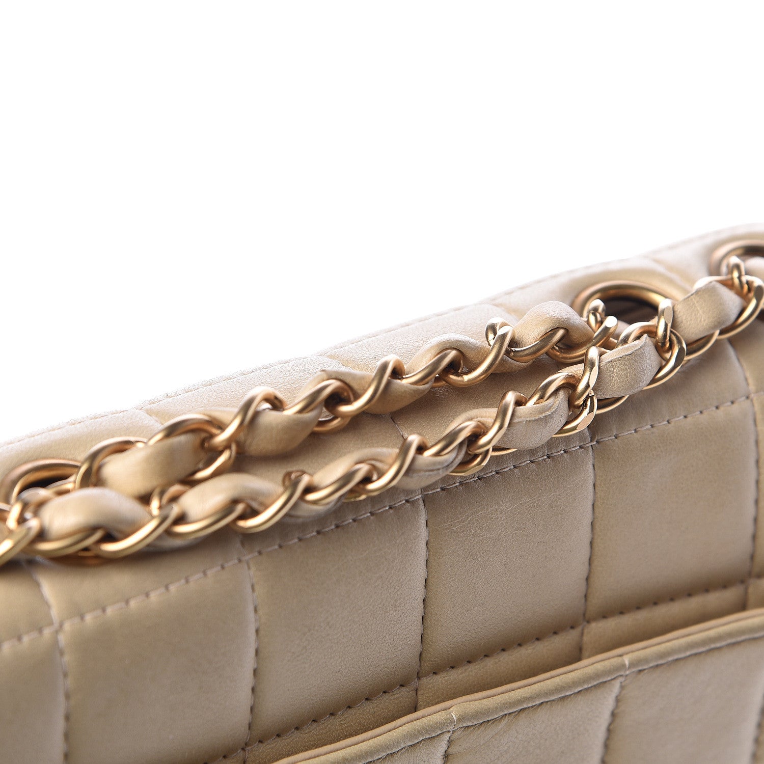 Chanel Lambskin Patent Chocolate Bar Flap Beige Red 8 of 15