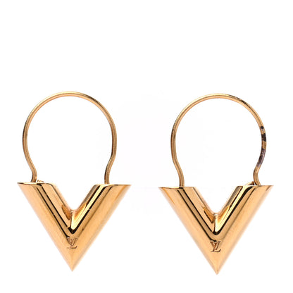 Louis Vuitton Brass Essential V Hoop Earrings Gold 1 of 5