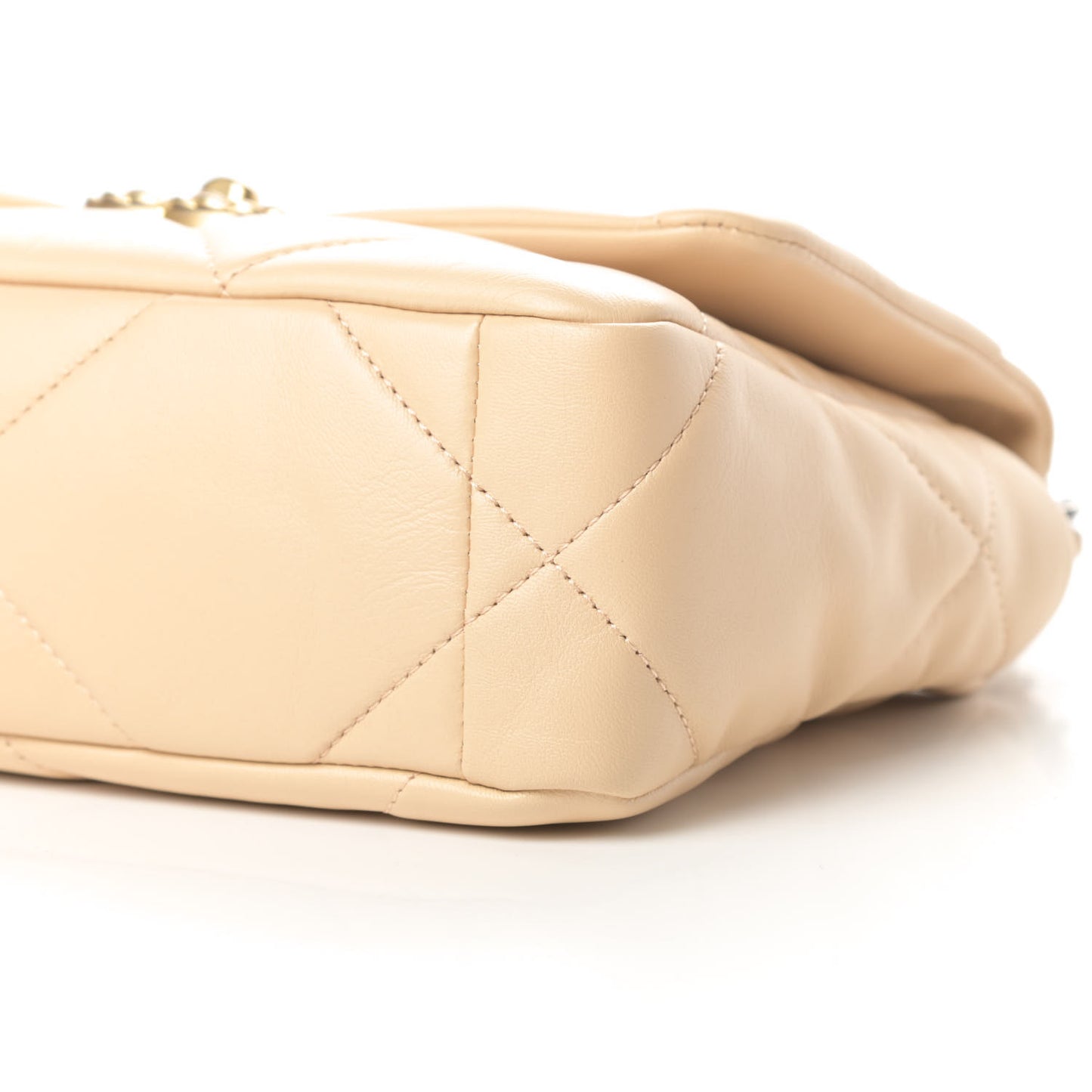 Lambskin Quilted Medium Chanel 19 Flap Beige