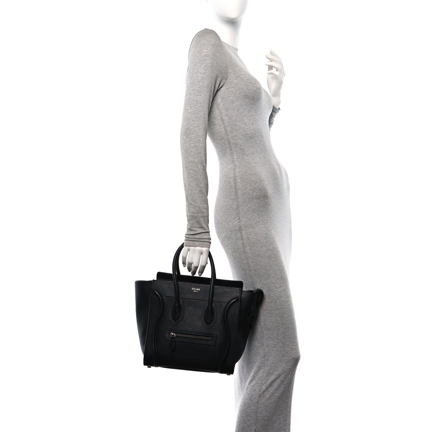 Celine Drummed Calfskin Micro Luggage Black 2 of 10
