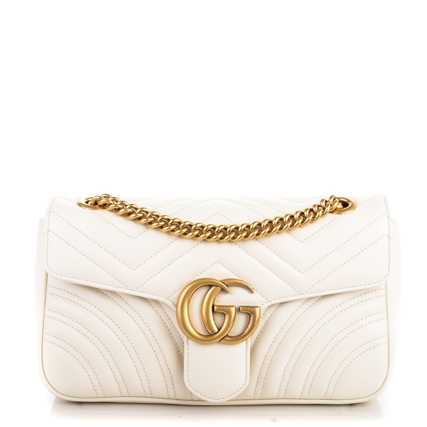 Gucci Calfskin Matelasse Small GG Marmont Shoulder Bag White 1 of 7