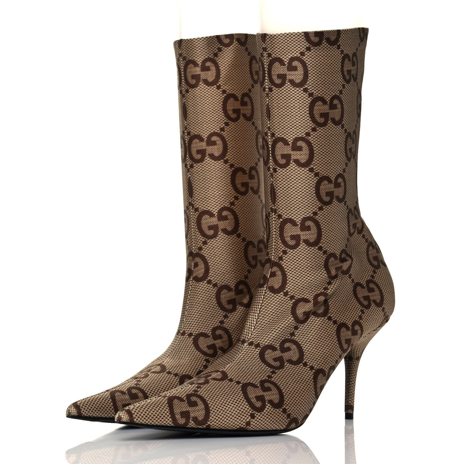 Balenciaga X GUCCI Jersey Maxi GG Monogram Crepe Knife Booties 41 Camel Ebony 3 of 7