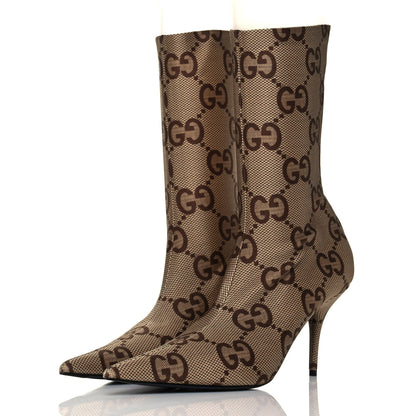 Balenciaga X GUCCI Jersey Maxi GG Monogram Crepe Knife Booties 41 Camel Ebony 3 of 7