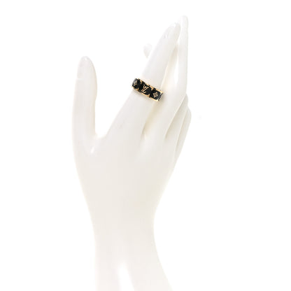 Louis Vuitton Metal Enamel Nanogram Ring M 54 7 Black 2 of 5