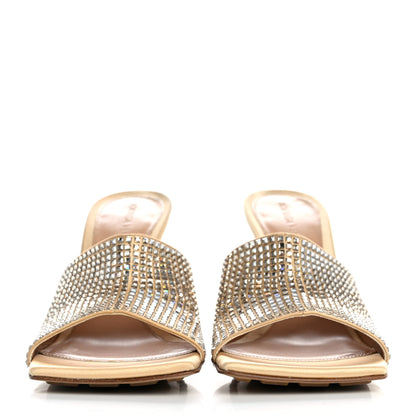 Bottega Veneta Satin Crystal Embellished Stretch Mule Sandals 37 Cane Sugar 3 of 9