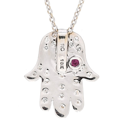 Roberto Coin 18K White Gold Diamond Blue Sapphire Hamsa Pendant Necklace 4 of 4