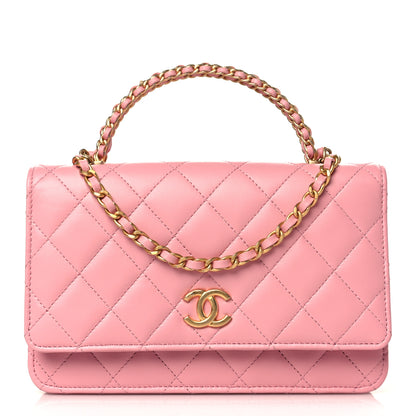 Chanel Lambskin Quilted Pick Me Up Wallet On Chain WOC Light Pink 1 of 11