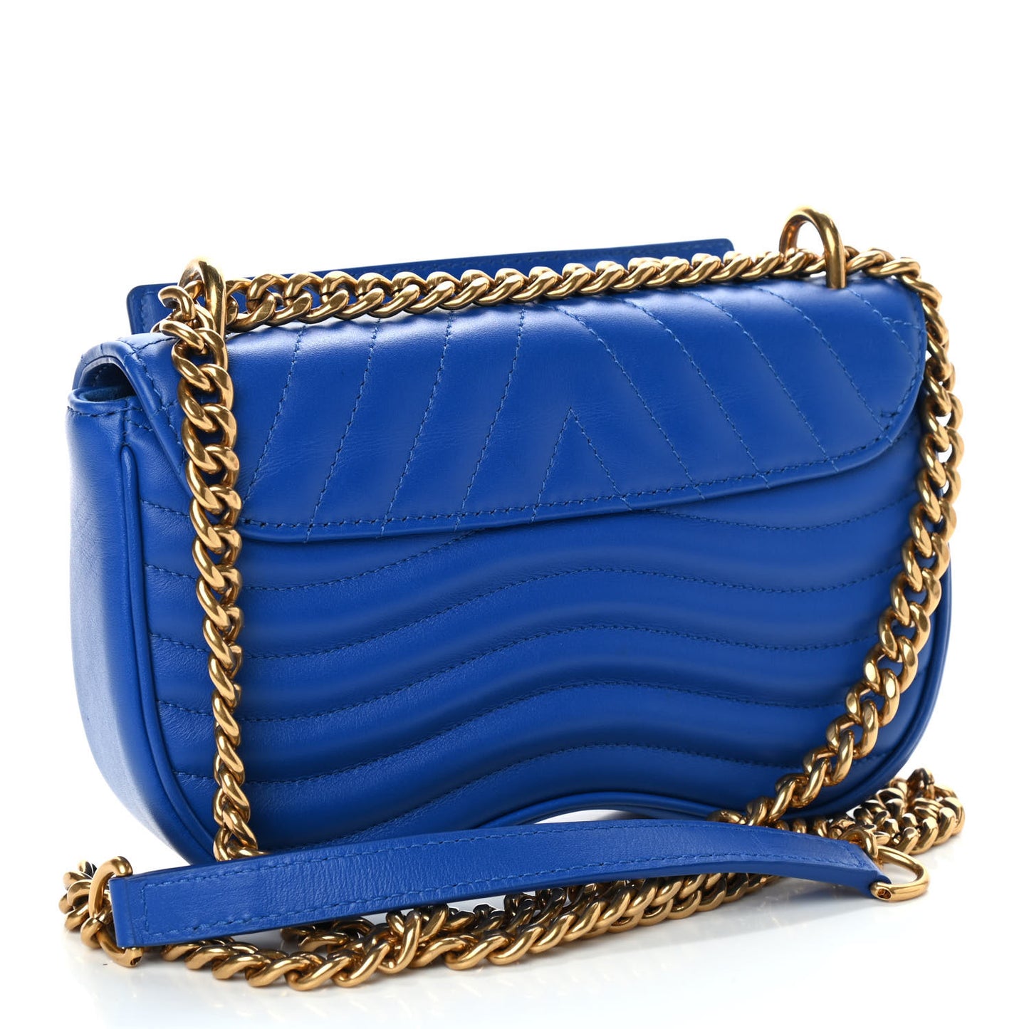 Calfskin New Wave Chain PM Blue Neon