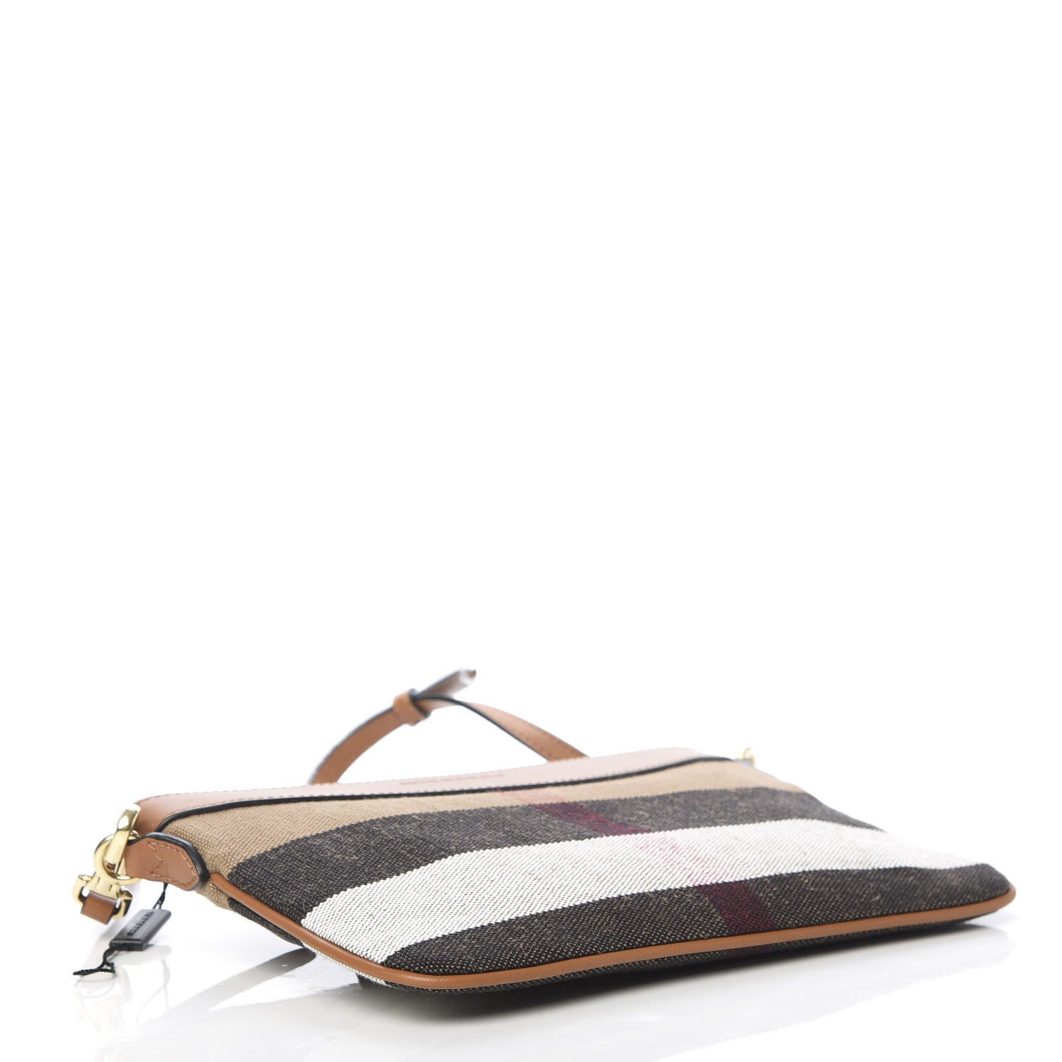 Burberry Mega Check Peyton Crossbody Clutch Bag Saddle Brown 4 of 11