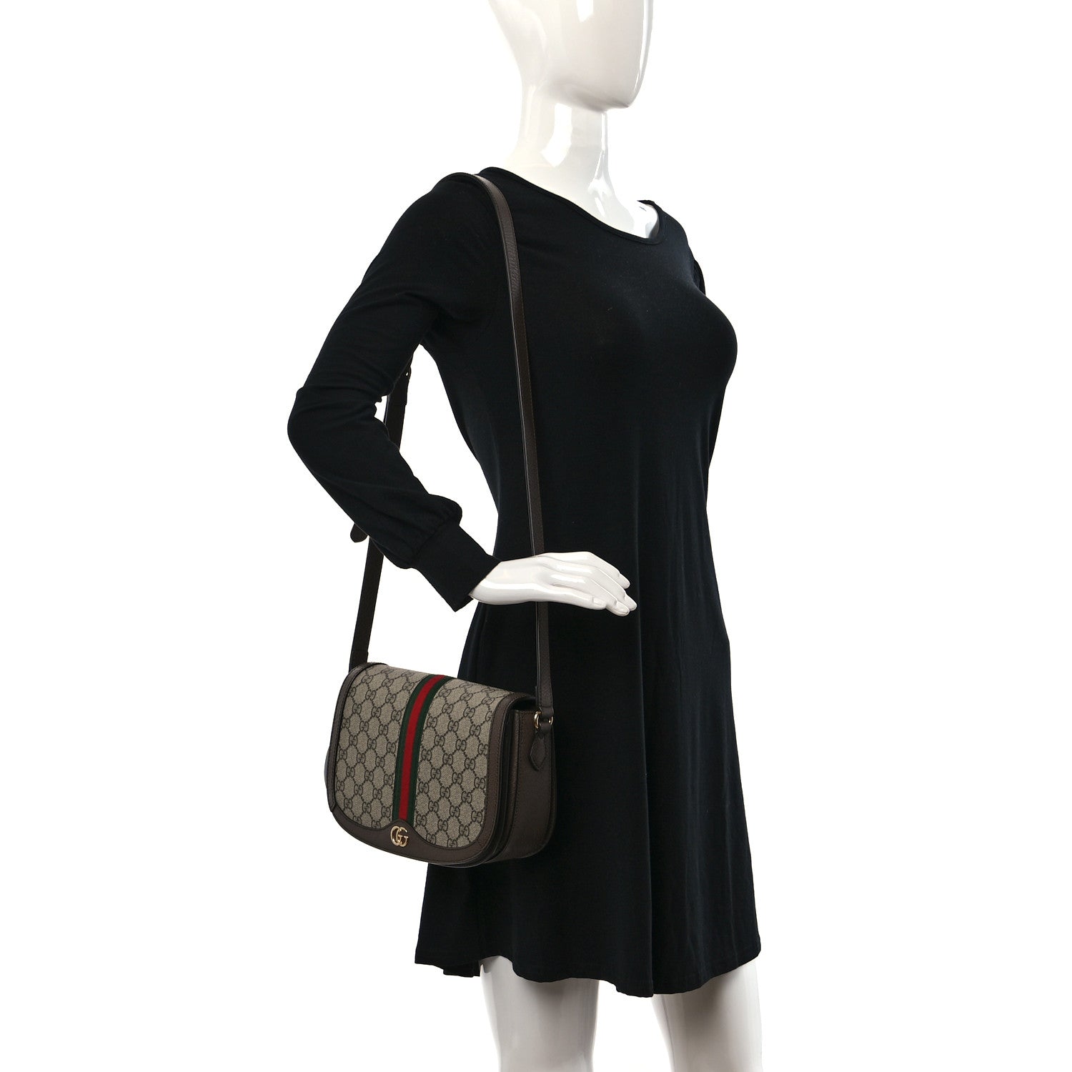 Gucci GG Supreme Monogram Web Small Ophidia Flap Messenger Bag Brown 2 of 9