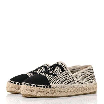 Chanel Mesh Grosgrain CC Espadrilles 39 Beige Black 3 of 8