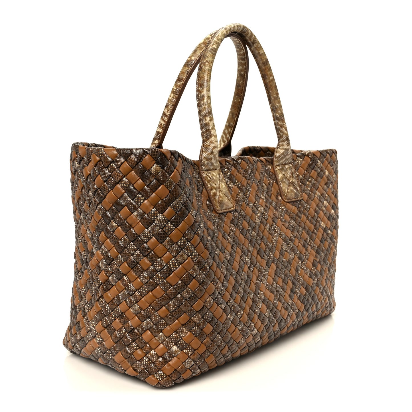 Nappa Snakeskin Intrecciato Medium Cabat Brown Multicolor