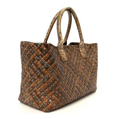 Bottega Veneta Nappa Snakeskin Intrecciato Medium Cabat Brown Multicolor 4 of 11