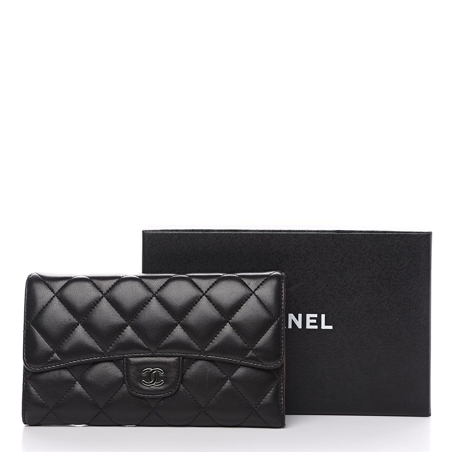 Chanel Lambskin Quilted Large Flap Wallet Black 15 of 15