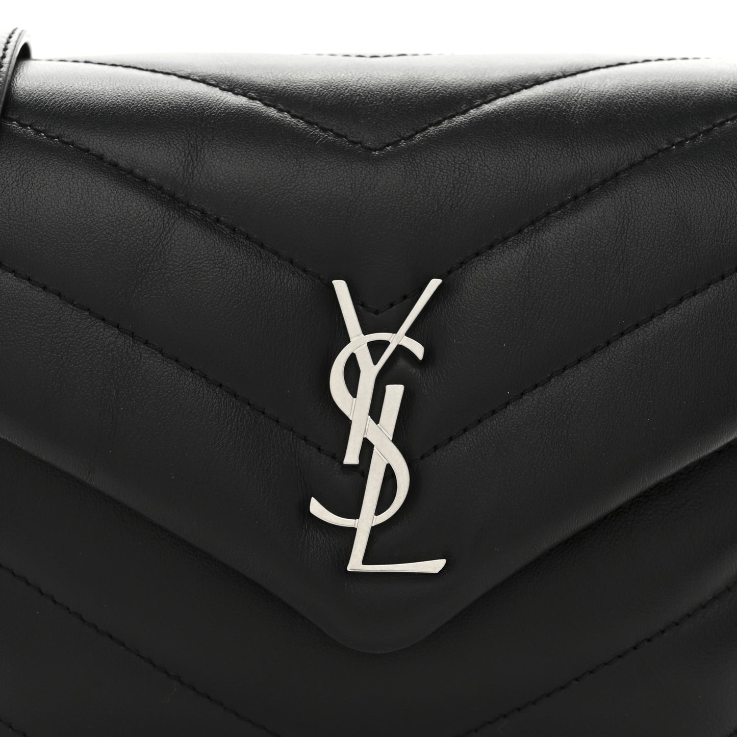 Calfskin Y Quilted Monogram Toy Loulou Crossbody Bag Black