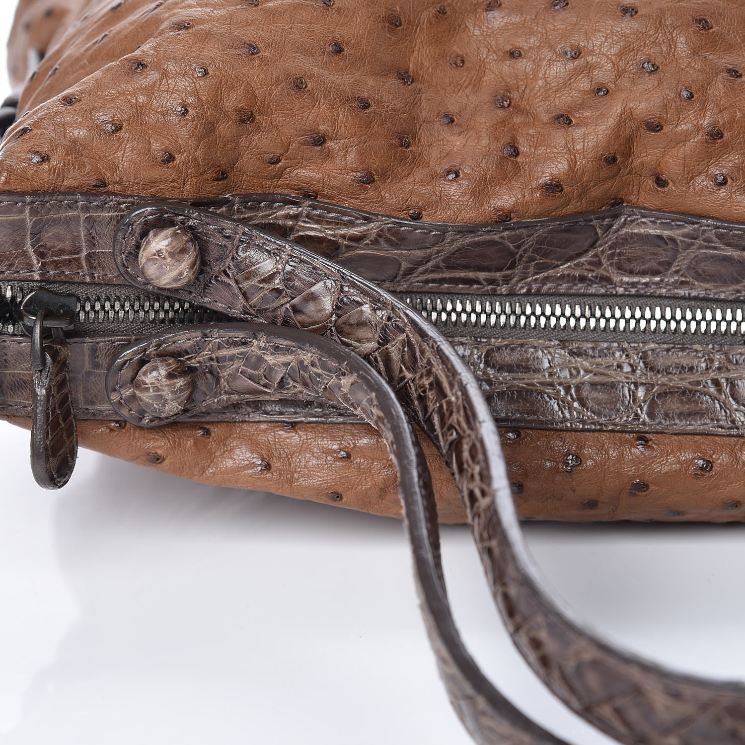 Bottega Veneta Ostrich Crocodile Shoulder Bag Noce 14 of 27