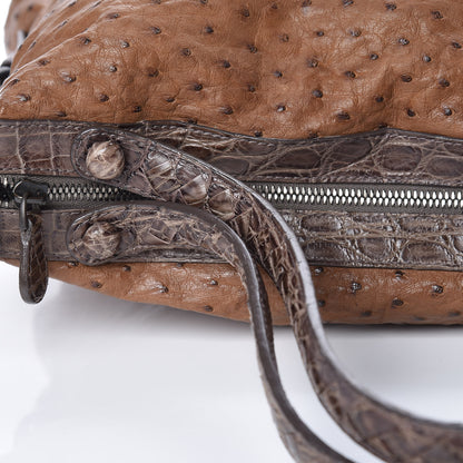 Bottega Veneta Ostrich Crocodile Shoulder Bag Noce 14 of 27