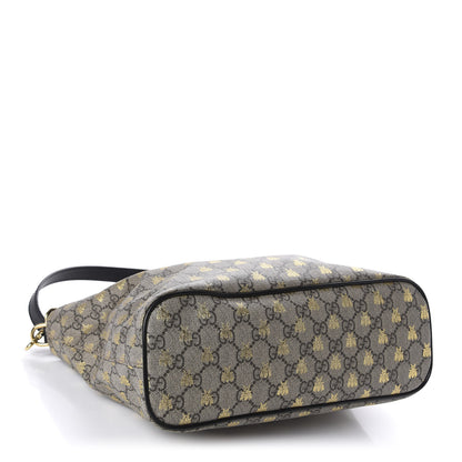 Gucci Soft GG Supreme Monogram Bees Small Crossbody Tote Beige Oro Black 4 of 10