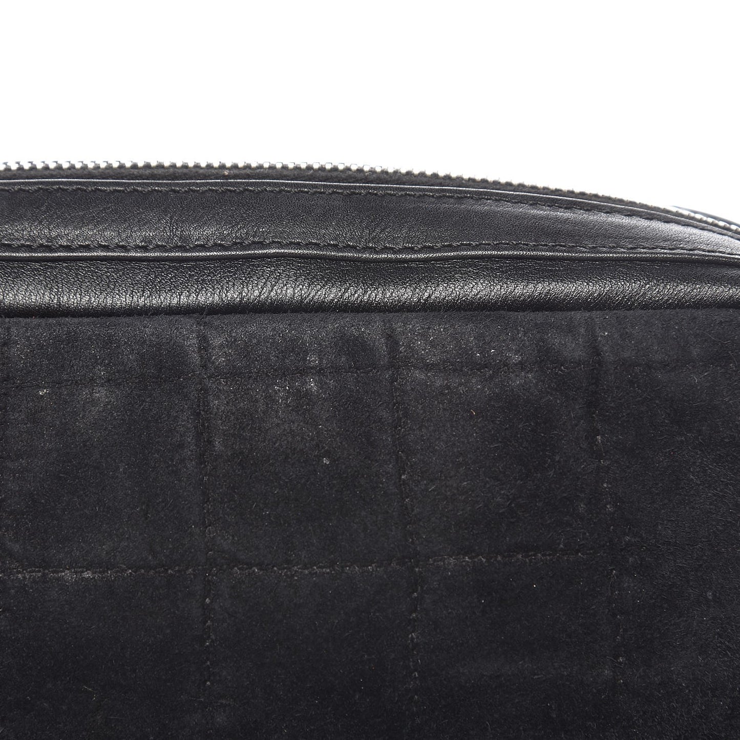 Suede Lambskin Square Stitched CC Flap Bag Black
