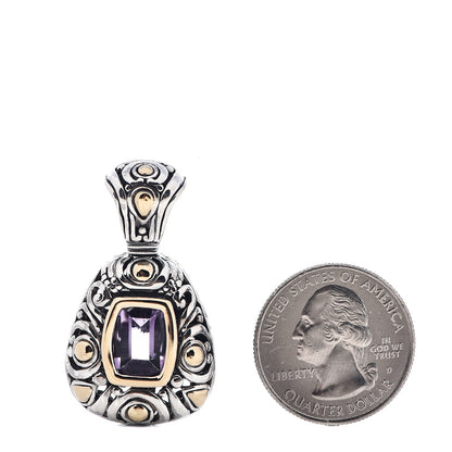 John Hardy Sterling Silver 18K Yellow Gold Amethyst Drop Pendant 2 of 3