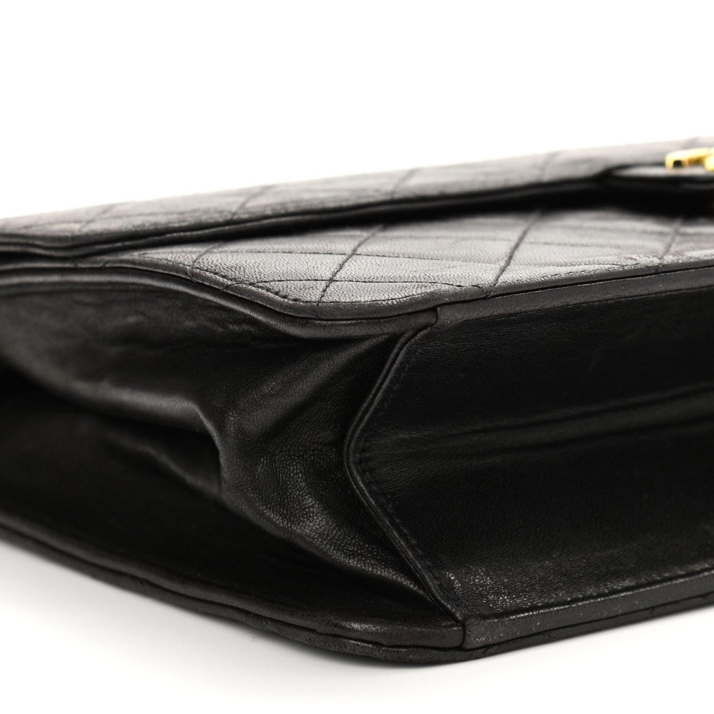 Lambskin Quilted Clutch With Chain Flap Black