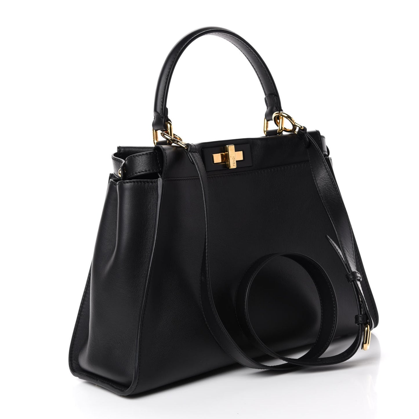 Vitello Seta Shiny Nappa Medium Peekaboo Iconic Satchel Black