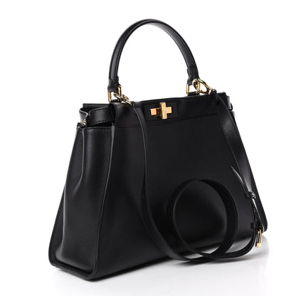 Fendi Vitello Seta Shiny Nappa Medium Peekaboo Iconic Satchel Black 3 of 12
